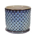 Sagebrook Home Sagebrook Home 14771-10 6 in. Ceramic Dotted Planter with Saucer; Blue 14771-10